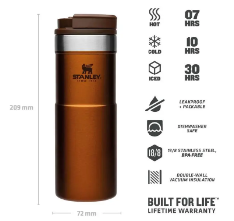 Термочашка Stanley Classic Never Leak-помаранчева - 0.47 л. 