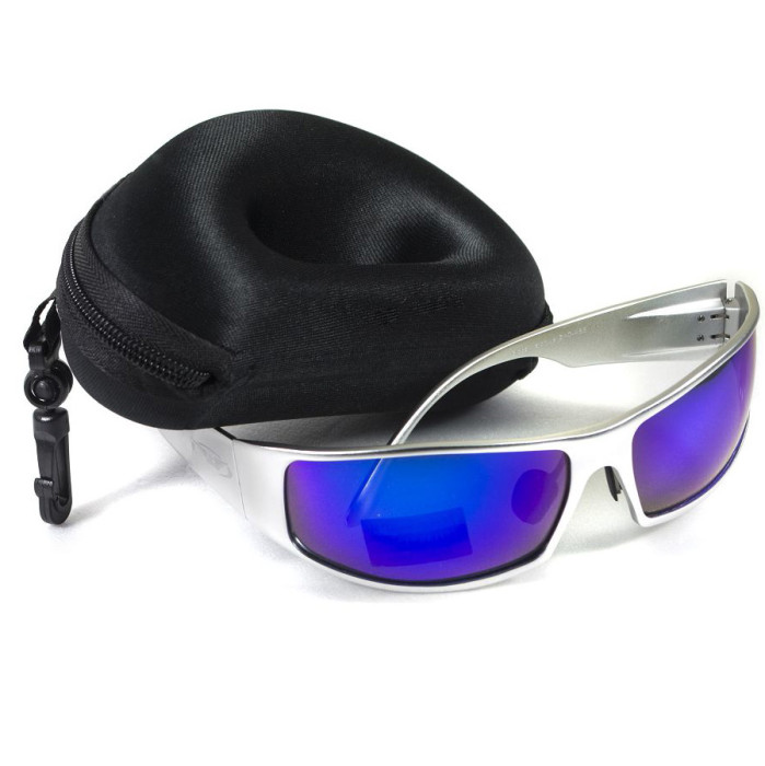 Окуляри Global Vision Bad-ASS1 Silver (G-Tech blue) дзеркальні сині в металевій оправі 