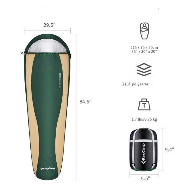 Спальний мішок KingCamp BREEZE 70 (KS2020) L DARKGREEN 