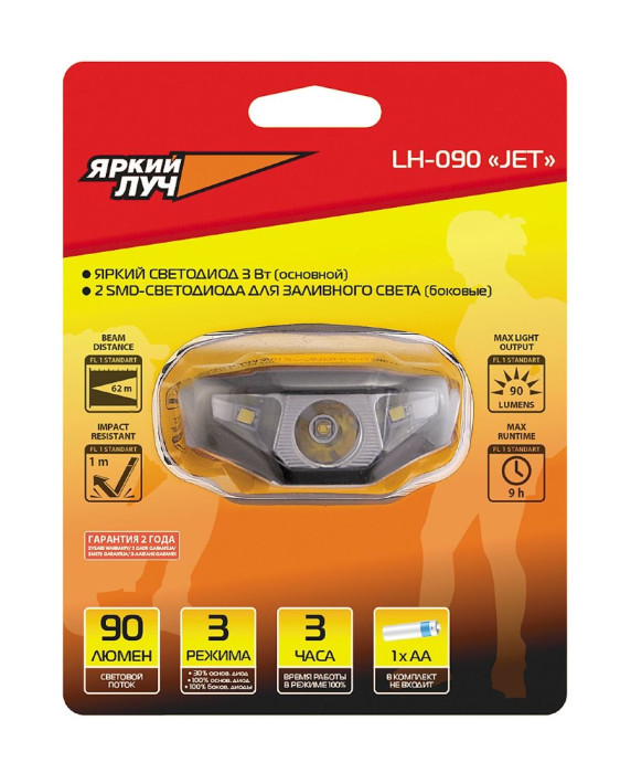 Налобний ліхтар яскравий промінь LH-090 JET 