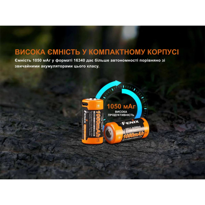Акумулятор 16340 Fenix (1050 mAh) Type-C 