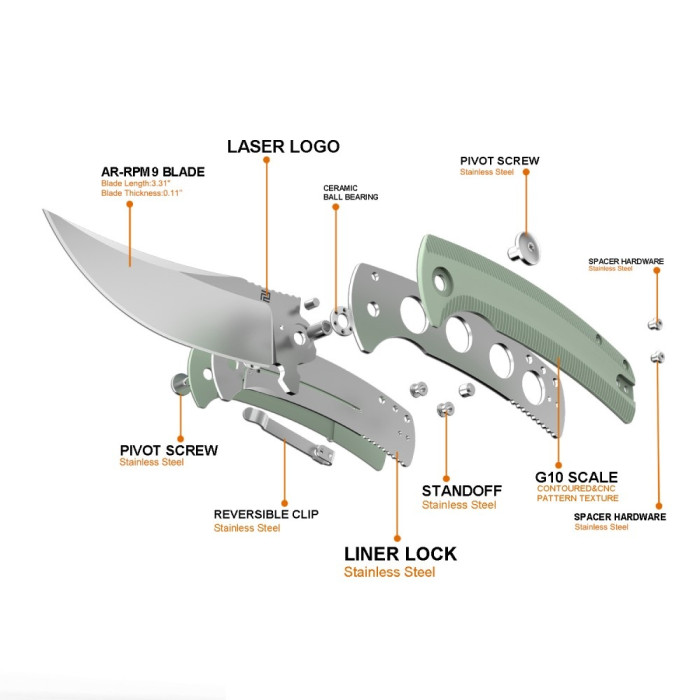 Ніж Artisan Arroyo SW, AR-RPM9 Steel, G10 ц: mint green 