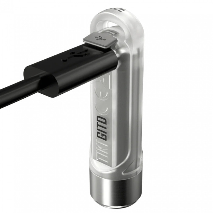 Ліхтар наключний Nitecore TIKI GITD Blue (Osram P8+UV, 300 люмен, 7 режимів, USB-С), люмінесцентний 