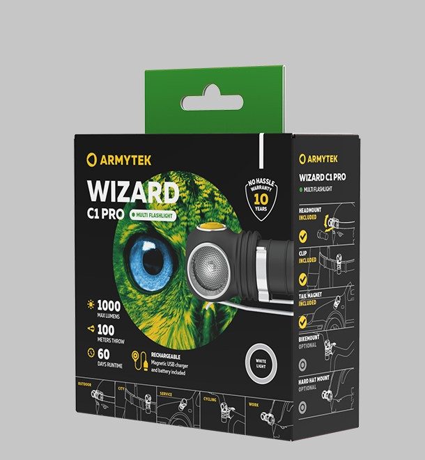 Мультифонар Armytek Wizard C1 Pro Magnet USB + 18350 LH351D White (холодне світло) 