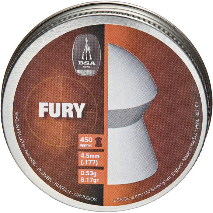 Кулі пневм BSA Fury 4,5 мм 0,53 г 450шт /уп (754) 