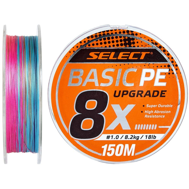 Шнур Select Basic PE 8x 150m #1.0/0.14mm 18lb/8.2kg, різнокольоровий 