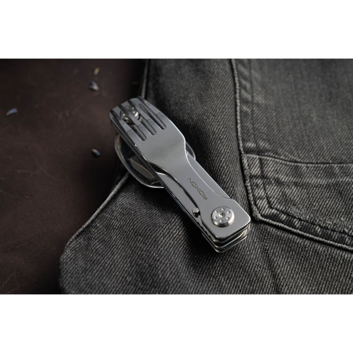 Набір столових приборів Roxon C1 3 in1 (ложка, вилка, ніж), сірий 