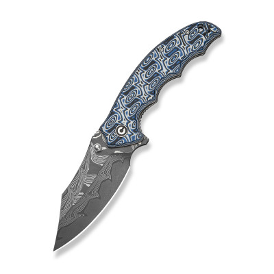 Ніж складаний туристичний Civivi Pentad (8.8 см) Damascus / Micarta синій/білий