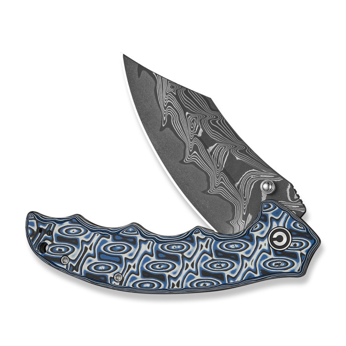 Ніж складаний туристичний Civivi Pentad (8.8 см) Damascus / Micarta синій/білий