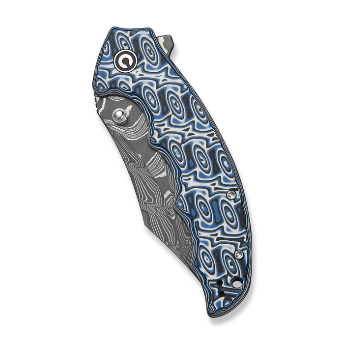 Ніж складаний туристичний Civivi Pentad (8.8 см) Damascus / Micarta синій/білий