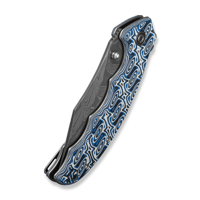 Ніж складаний туристичний Civivi Pentad (8.8 см) Damascus / Micarta синій/білий