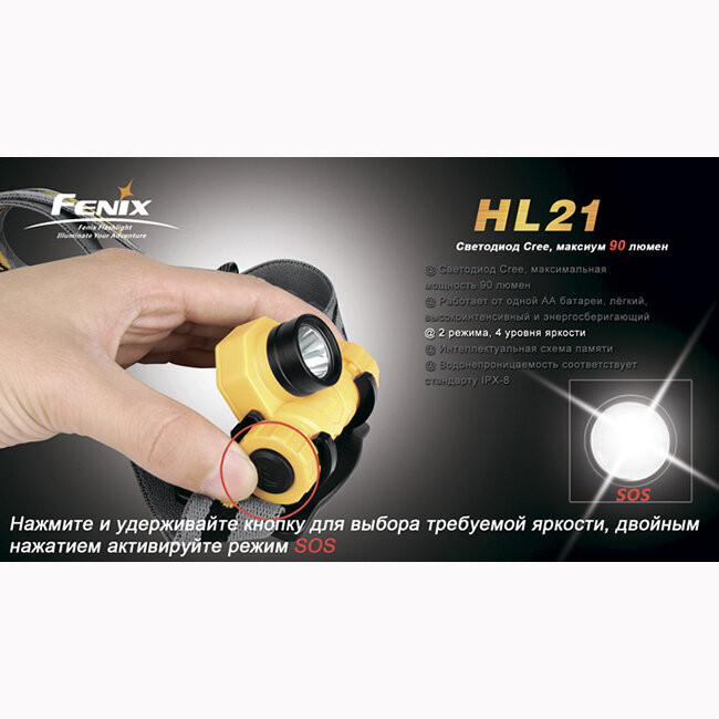 Ліхтар Fenix HL21 Cree XP-E (жовтий) 