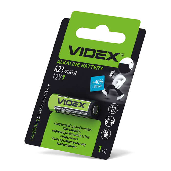 Батарейки  лужні Videx А23/Е23 А, 12V 1шт 