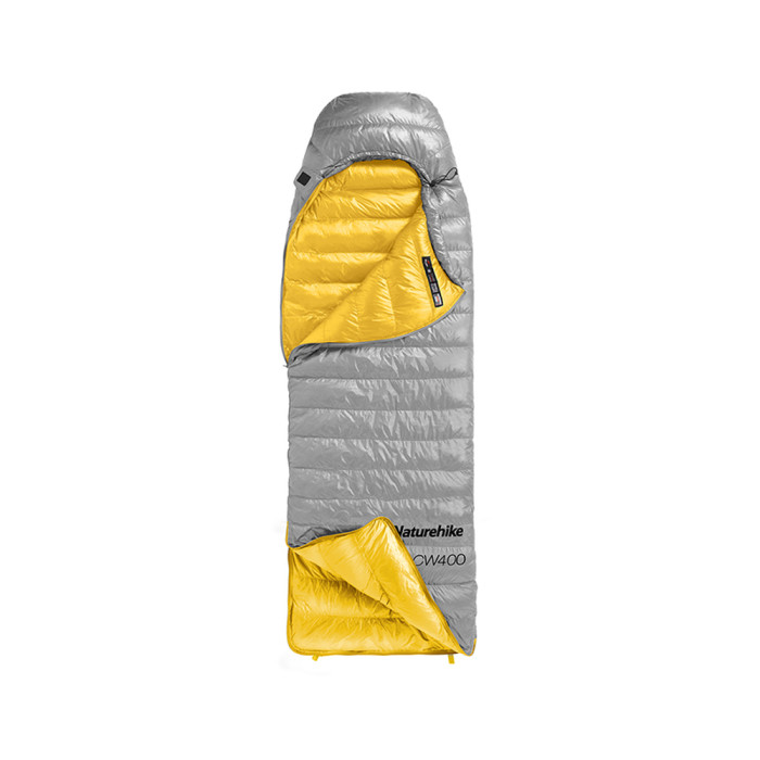 Спальник з натуральним пухом Naturehike CW400 NH18C400-D, p-р L, жовто-сірий 
