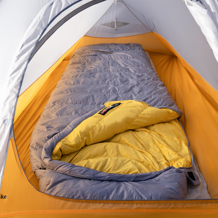Спальник з натуральним пухом Naturehike CW400 NH18C400-D, p-р L, жовто-сірий 