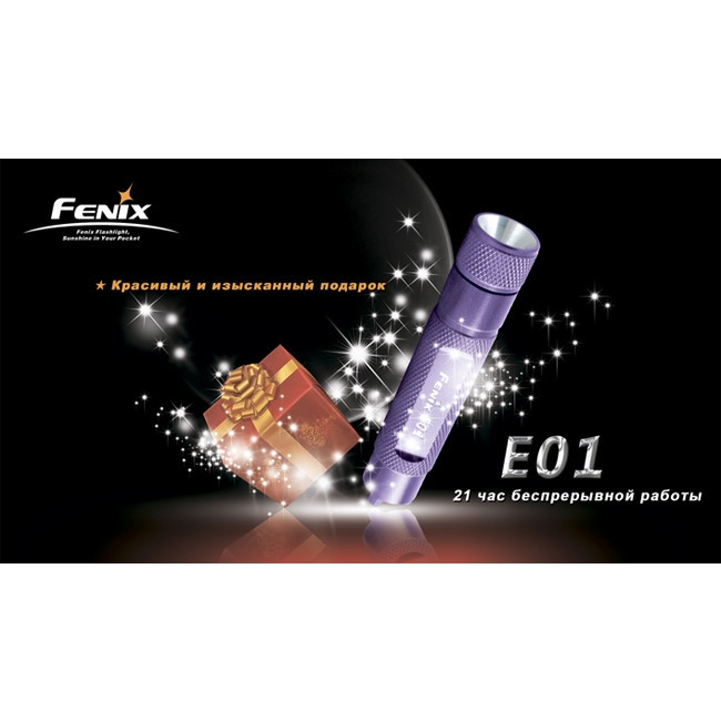 Ліхтар-брелок Fenix E01 Nichia, білий, GS LED , 13 лм., сірий 