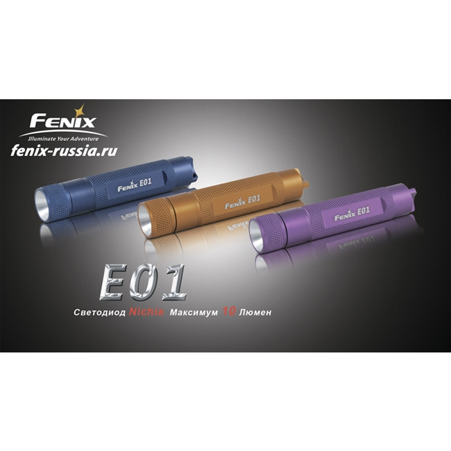 Ліхтар-брелок Fenix E01 Nichia, білий, GS LED , 13 лм., сірий 