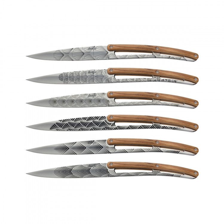 Набір ножів 6 Deejo Steak Knives, mirror finish "Art Deco" 