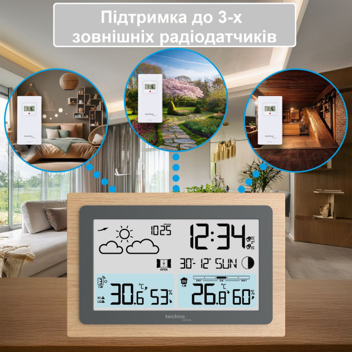 Метеостанція Technoline WS6785 Graphite/Wooden Frame (WS6785)