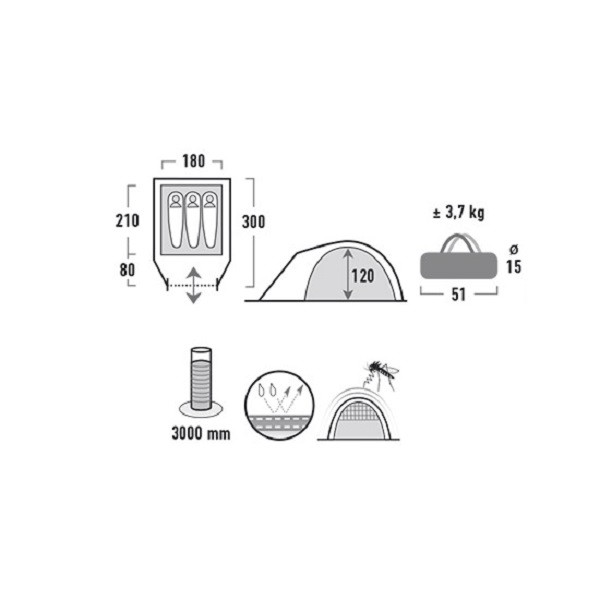 Намет Високий пік Невада 3 (Темно-сірий /червоний) 