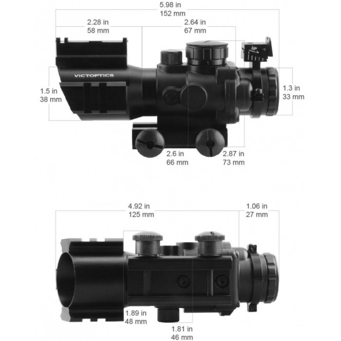 Приціл оптичний Vector Optics C1 4x32 Red, Green, Blue Chevron 