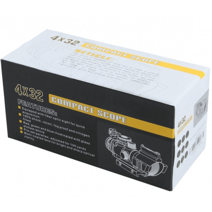 Приціл оптичний Vector Optics C1 4x32 Red, Green, Blue Chevron 