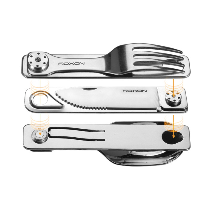 Набір столових приборів Roxon C1S 3 in1 (ложка, виделка, ніж), нержавіюча сталь (сліди використання) 