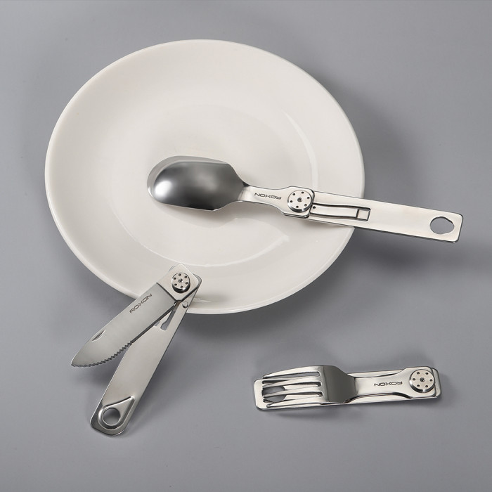 Набір столових приборів Roxon C1S 3 in1 (ложка, виделка, ніж), нержавіюча сталь (сліди використання) 