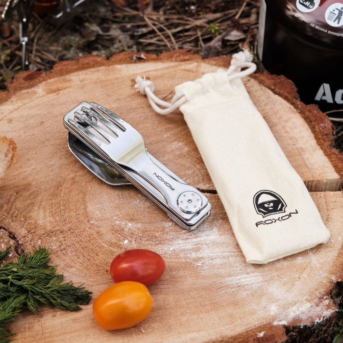 Набір столових приборів Roxon C1S 3 in1 (ложка, виделка, ніж), нержавіюча сталь (сліди використання) 