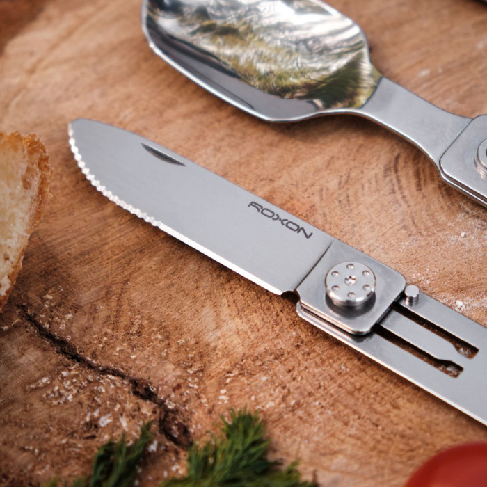Набір столових приборів Roxon C1S 3 in1 (ложка, виделка, ніж), нержавіюча сталь (сліди використання) 