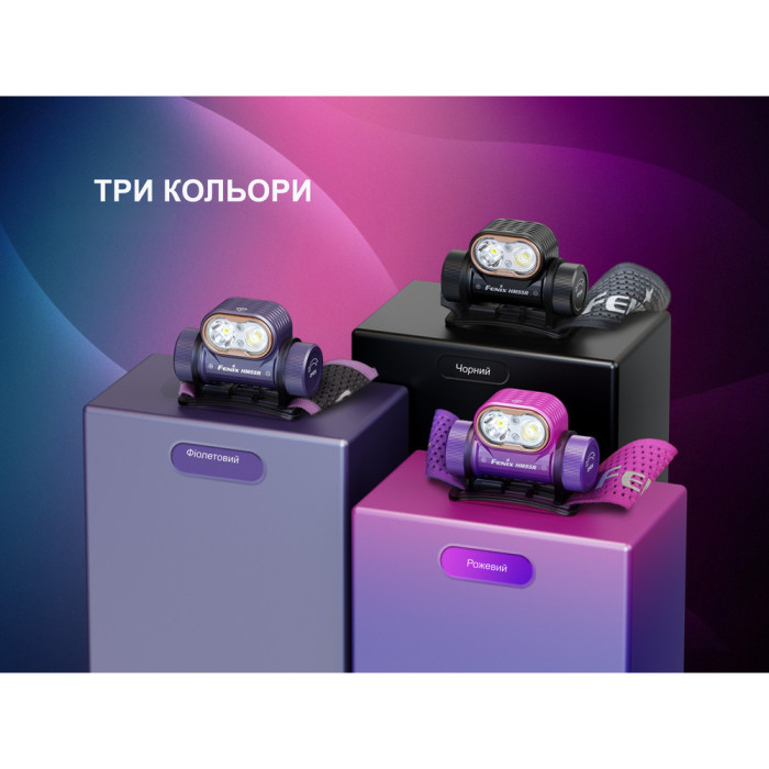 Ліхтар налобний Fenix HM55R з червоним світлом, фіолетовий 1200 лм 