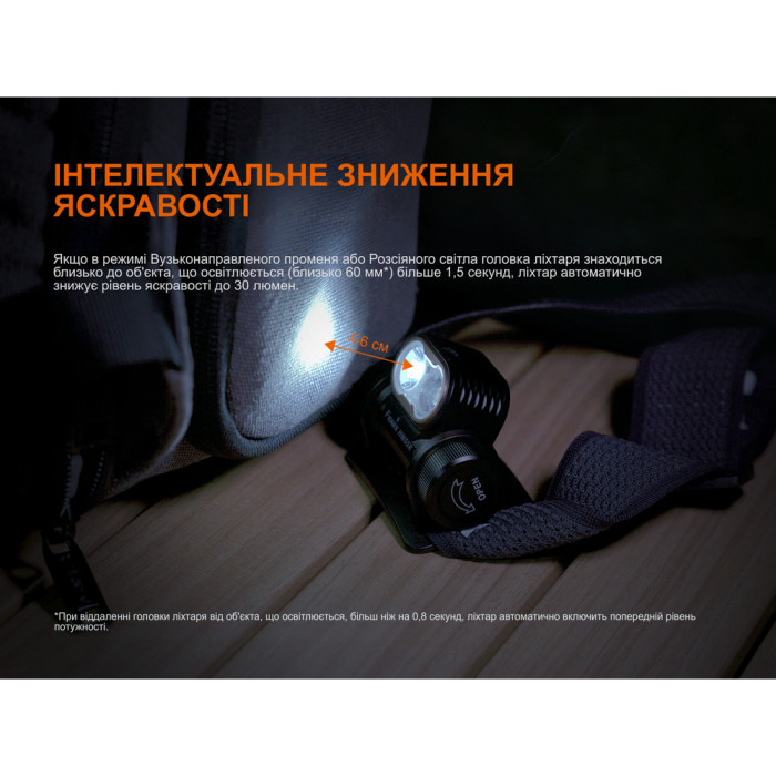 Ліхтар налобний Fenix HM55R з червоним світлом, фіолетовий 1200 лм 