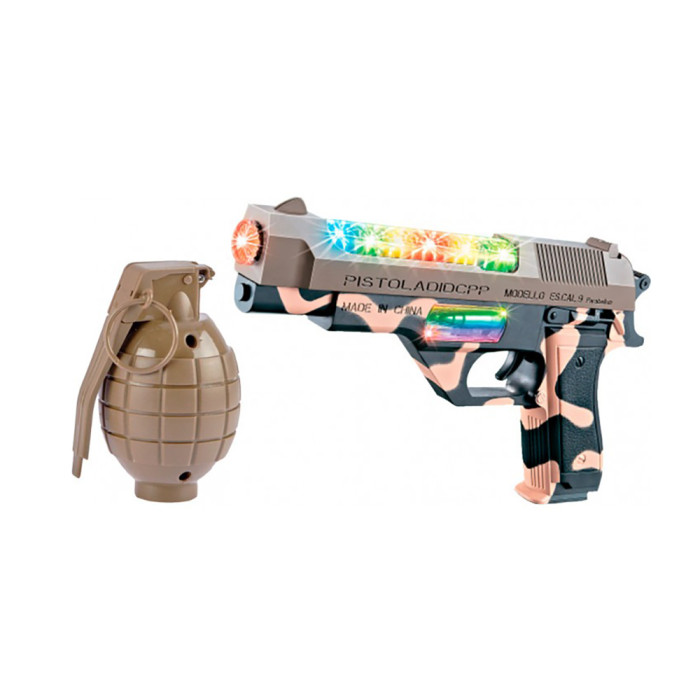 Світлозвуковий пістолет ZIPP Toys Desert Eagle в наборі з гранатою камуфляж/коричневий 