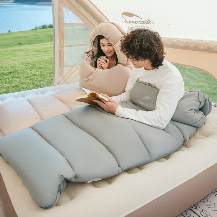 Спальний мішок-ковдра з капюшоном Naturehike M Series CNK2350WS023 MS300, правий, коричневий