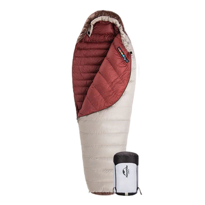 Спальник з натуральним пухом Naturehike Snowbird NH20YD001, p-р L, коричневий 380 г 