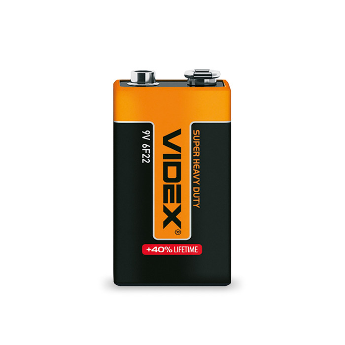 Батарейки сольові Videx 6F22/9V (Крона) SHRINK 1шт 
