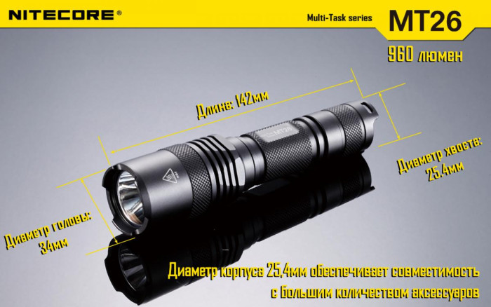 Кишеньковий ліхтар Nitecore MT26, 960 люмен 