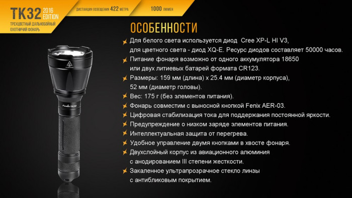 Ліхтар Fenix TK32 Cree XP-L HI V3 2016 Edition 