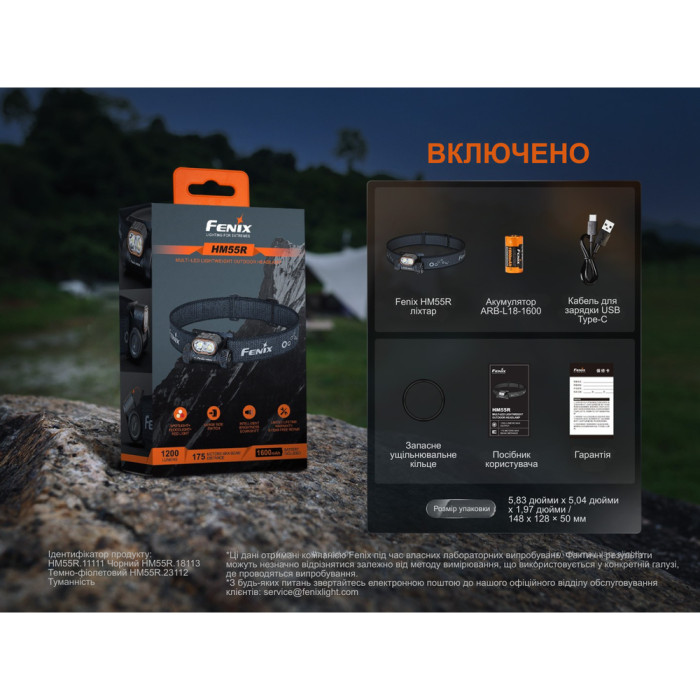 Ліхтар налобний Fenix HM55R з червоним світлом, рожевий 1200 лм 