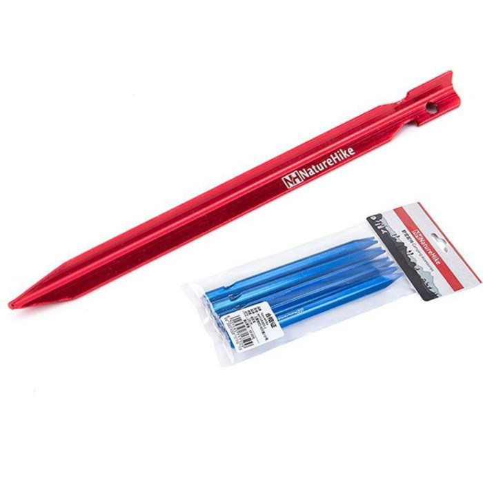 Кілки алюмінієві V-подібні Naturehike NH17D026-D, 16 см, червоний (8 шт.) 