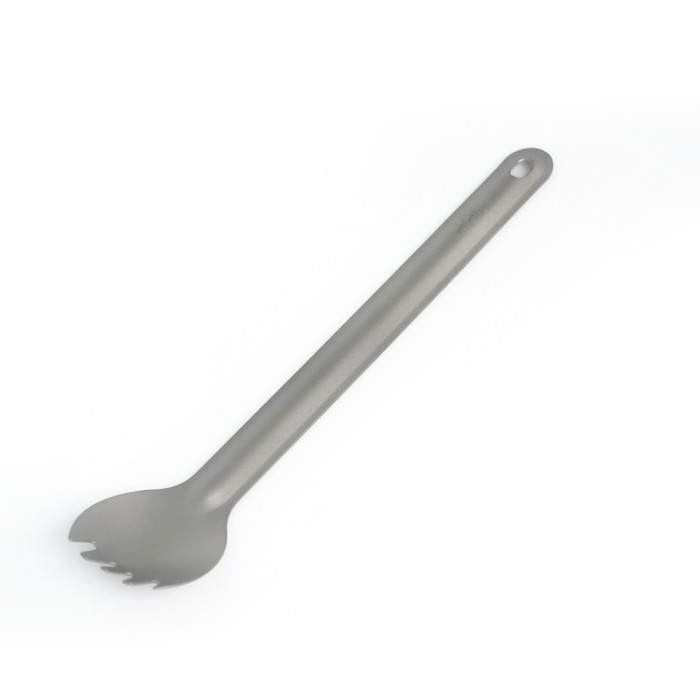 Ложка-вилка з довгою ручкою титанова TiTo Titanium-сіра матова з мішечком 