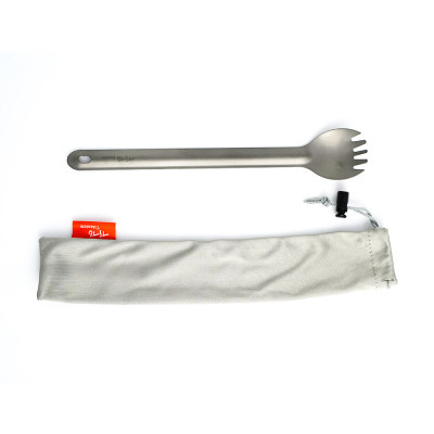 Ложка-вилка з довгою ручкою титанова TiTo Titanium-сіра матова з мішечком