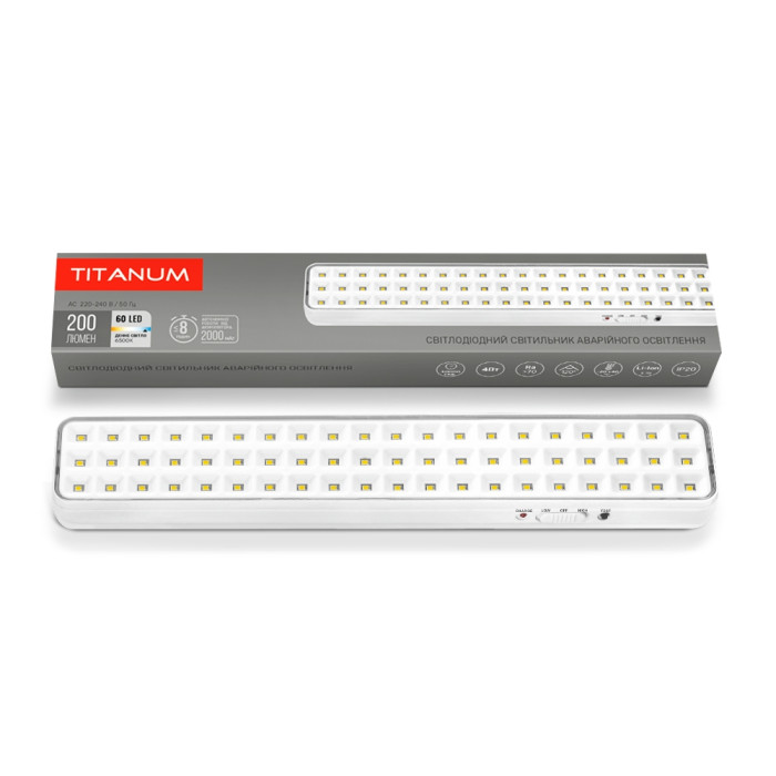 LED світильник аварійний TITANUM 60 LED 6500K 