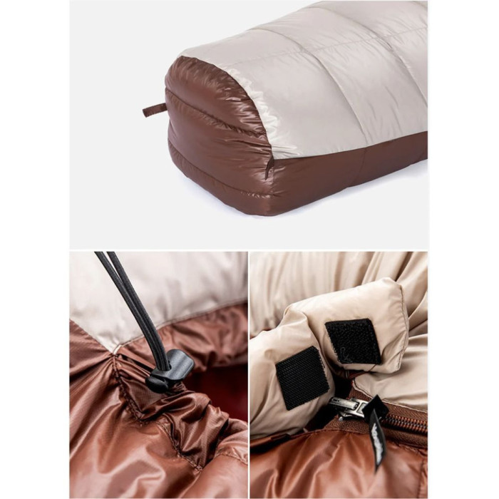 Спальник з натуральним пухом Naturehike Snowbird NH20YD001,p-р L, коричневий 560 г 