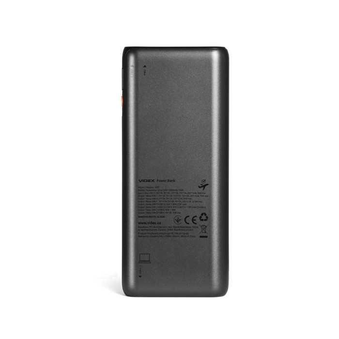 Повербанк 20000mAh Videx VPB-202C 75W Black 