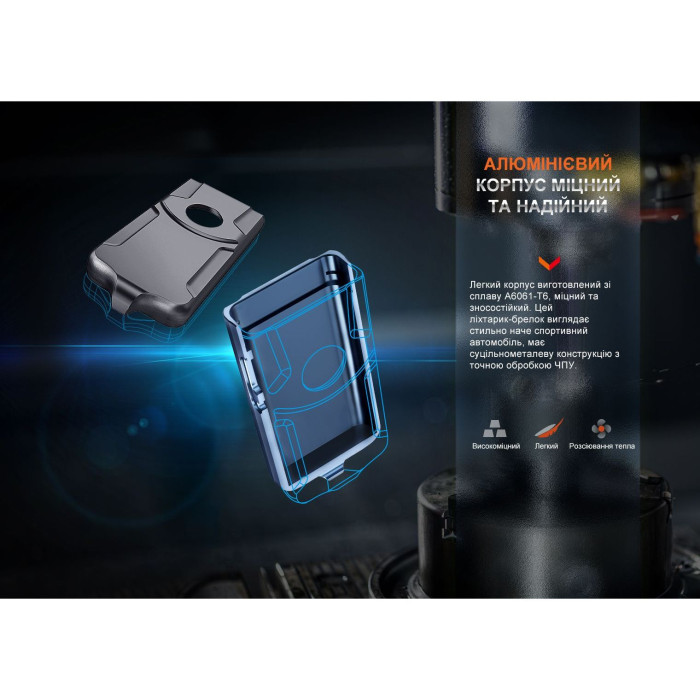 Ліхтар наключний Fenix E03R V2.0, сірий (відкрита/пошкоджена упаковка) 