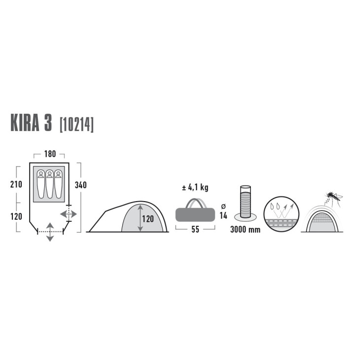 Намет High Peak Kira 3 Dark Grey /Red 