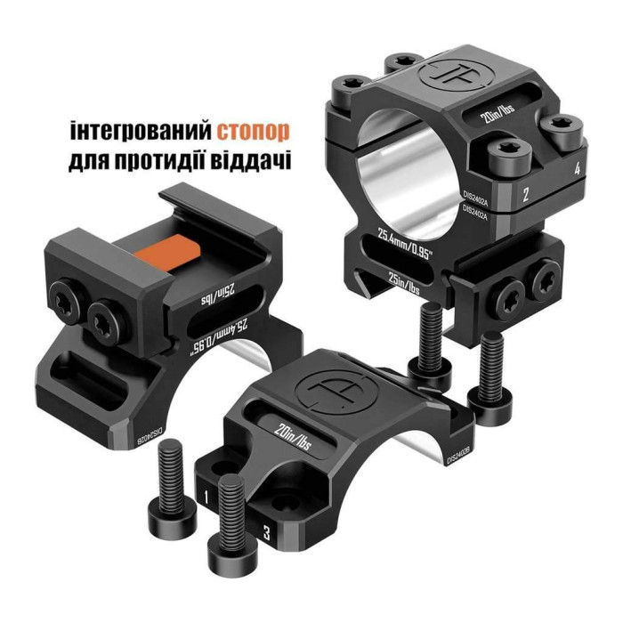 Кільця Discovery 6061 For Picatinny 1inch(25.4mm) 0.95in DGPR2-25.4-0.95-61 (M240601) 