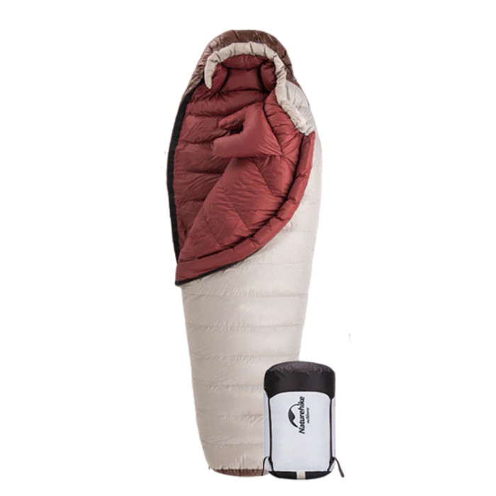 Спальник з натуральним пухом Naturehike Snowbird NH20YD001, p-р L, коричневий 720 г 