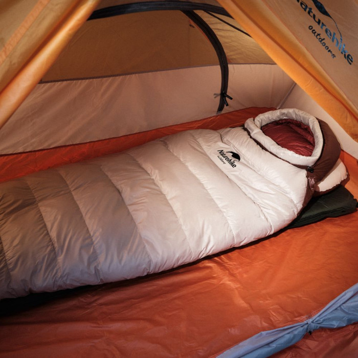 Спальник з натуральним пухом Naturehike Snowbird NH20YD001, p-р L, коричневий 720 г 